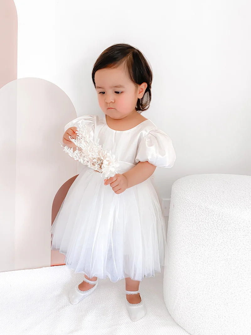 Bella Puff Sleeve Flower Girl Dress