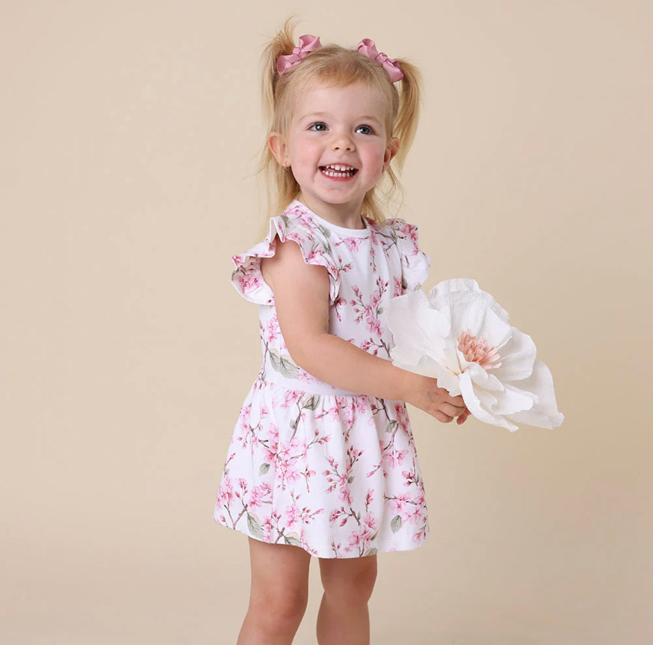 Cherry Blossom Short Sleeve Organic Dress