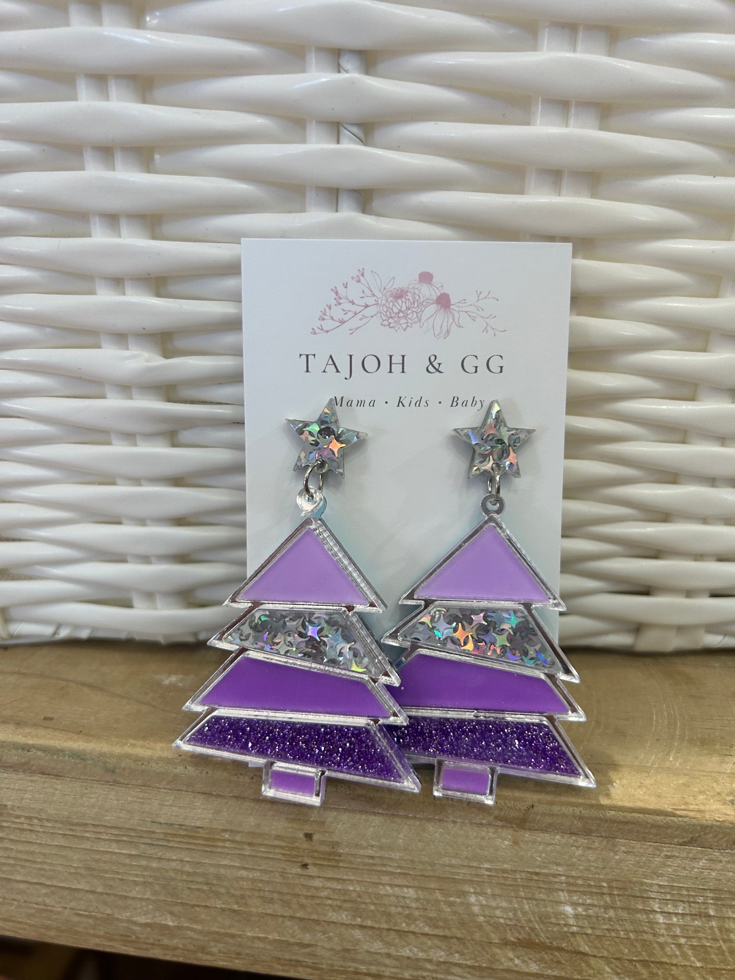 Purple Christmas Tree Earrings