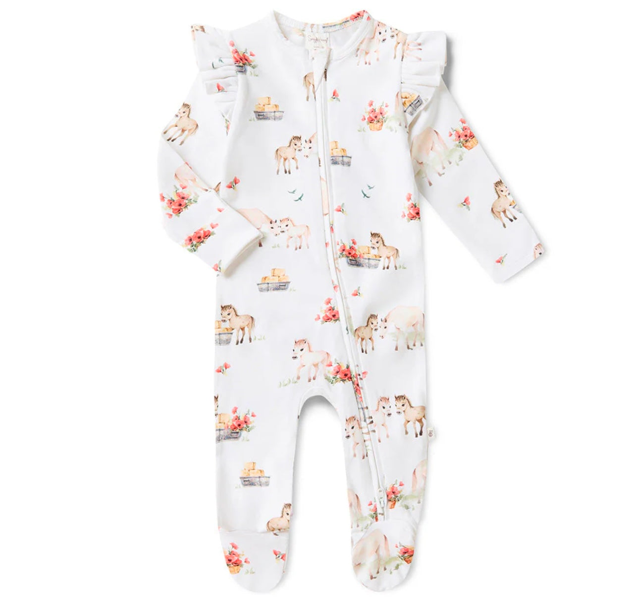 Pony Pals Organic Snuggle Sleepsuit Zip Footie with Frill