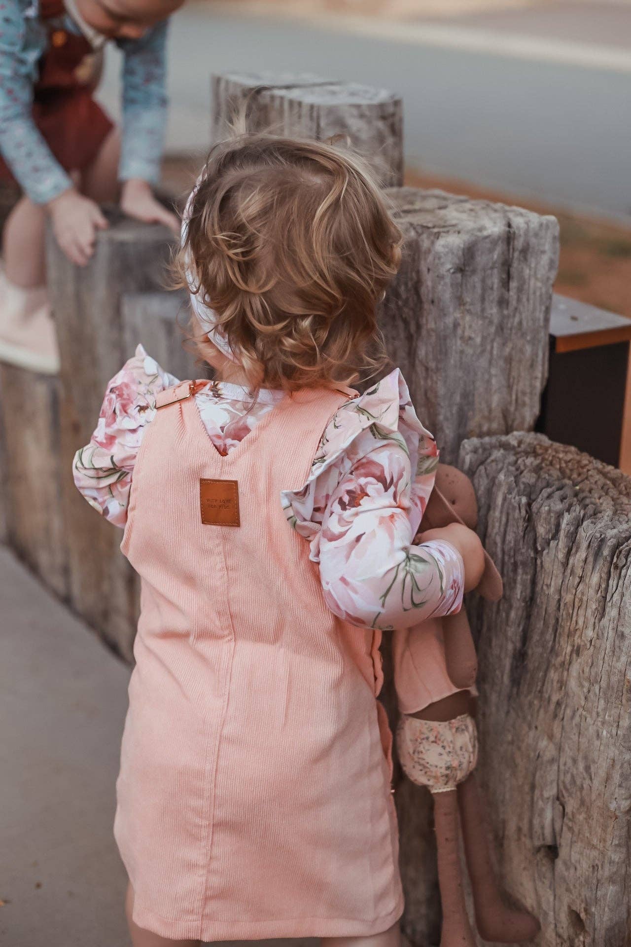 Hazel Cord Pinafore Dress - PEACH