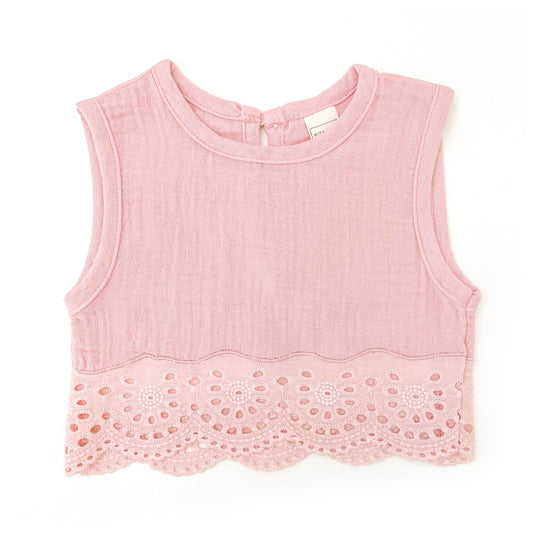 COTTON MUSLIN Lace Top - BLUSH