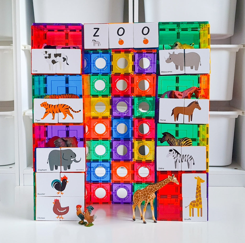 Magnetic Tile Topper - Animal Duo Puzzle (40 piece)