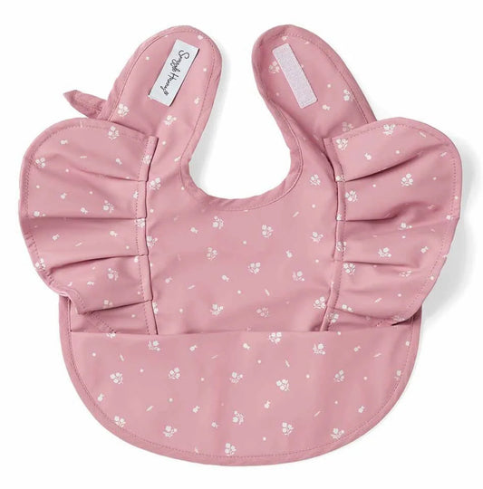 Pink Fleur Frill Snuggle Bib