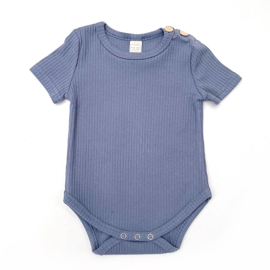 Basics Wide Ribbed Short Sleeve Onesie - Ocean