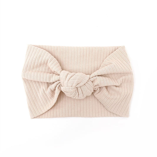 Knot Headband Wide Ribbed - ALMOND