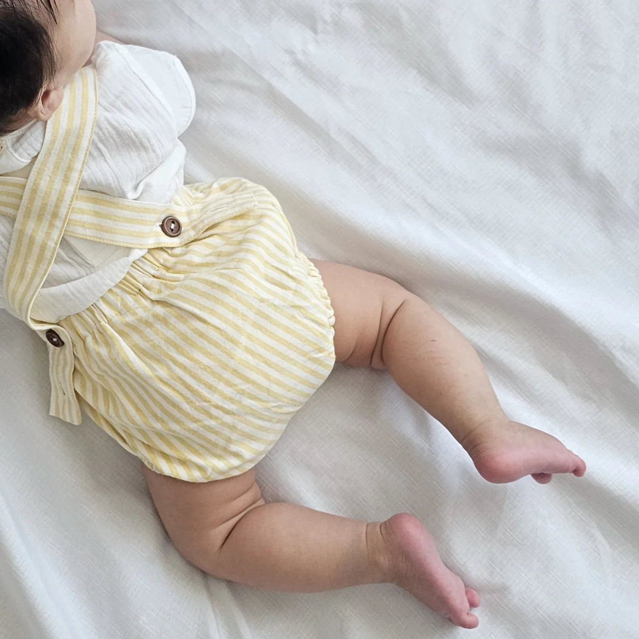 Yellow Stripe Cross Back Romper