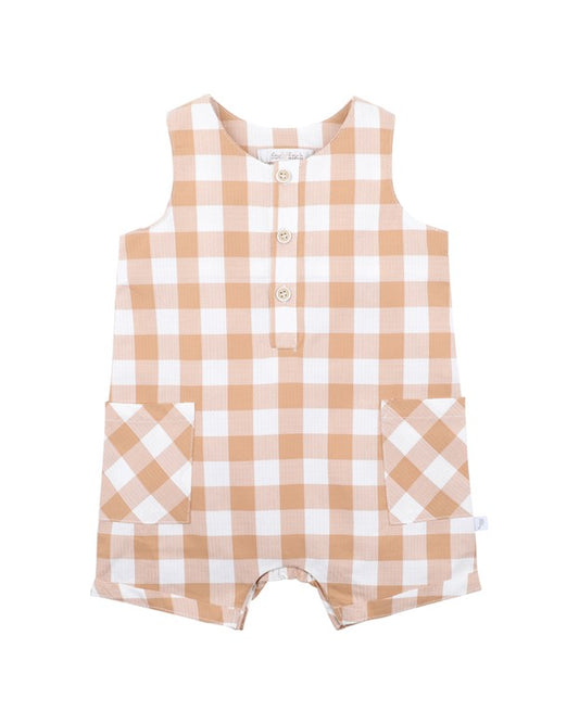 Caramel Check Romper