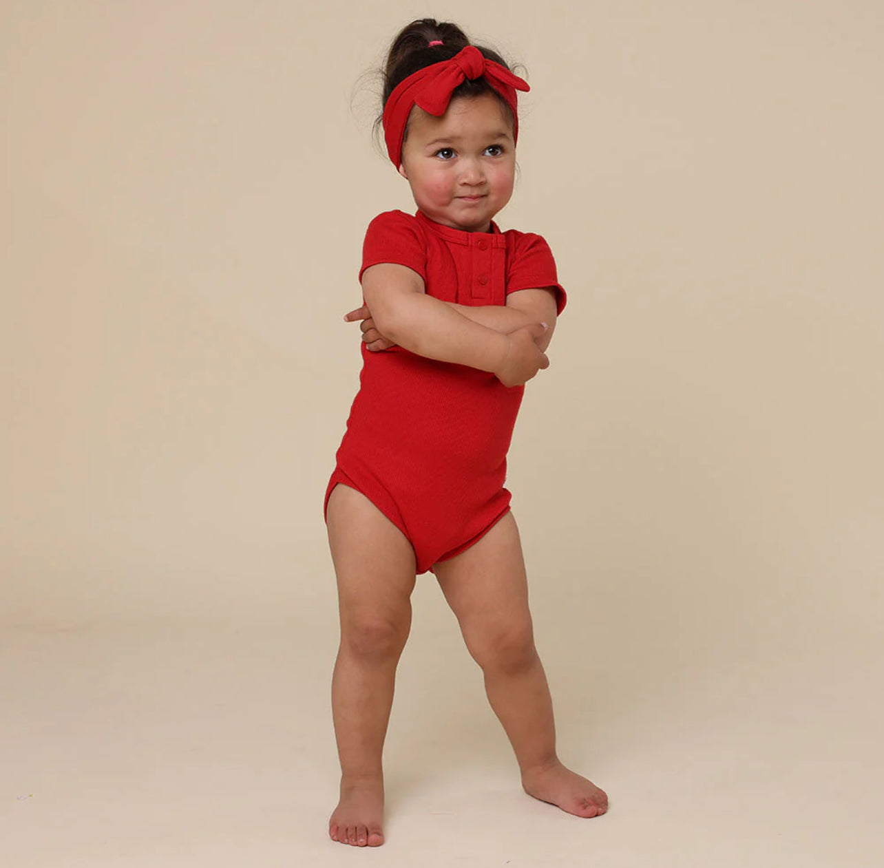 Red Short Sleeve Organic Bodysuit