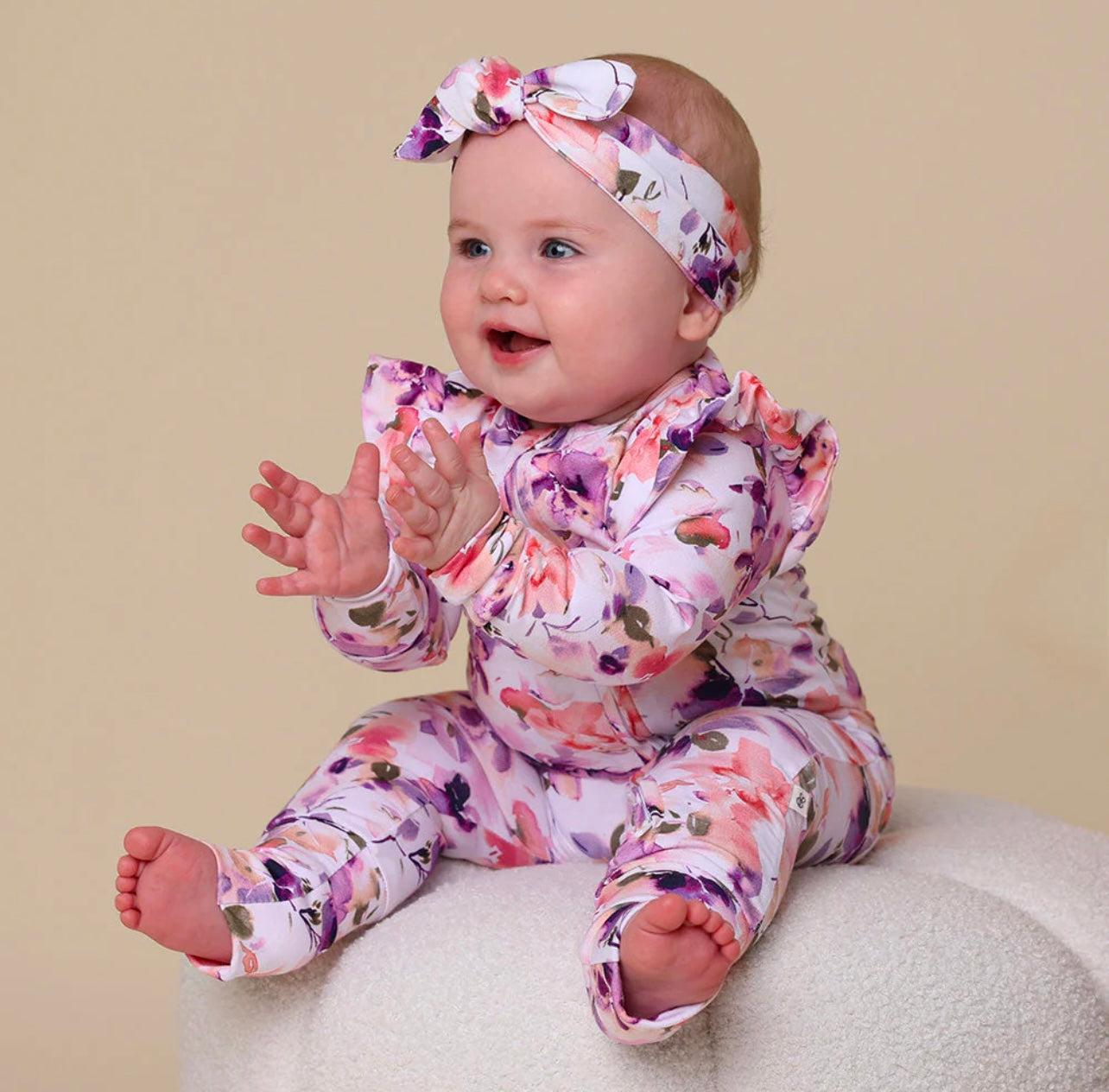 Blushing Beauty Organic Snugglesuit Convertible Romper with Frill