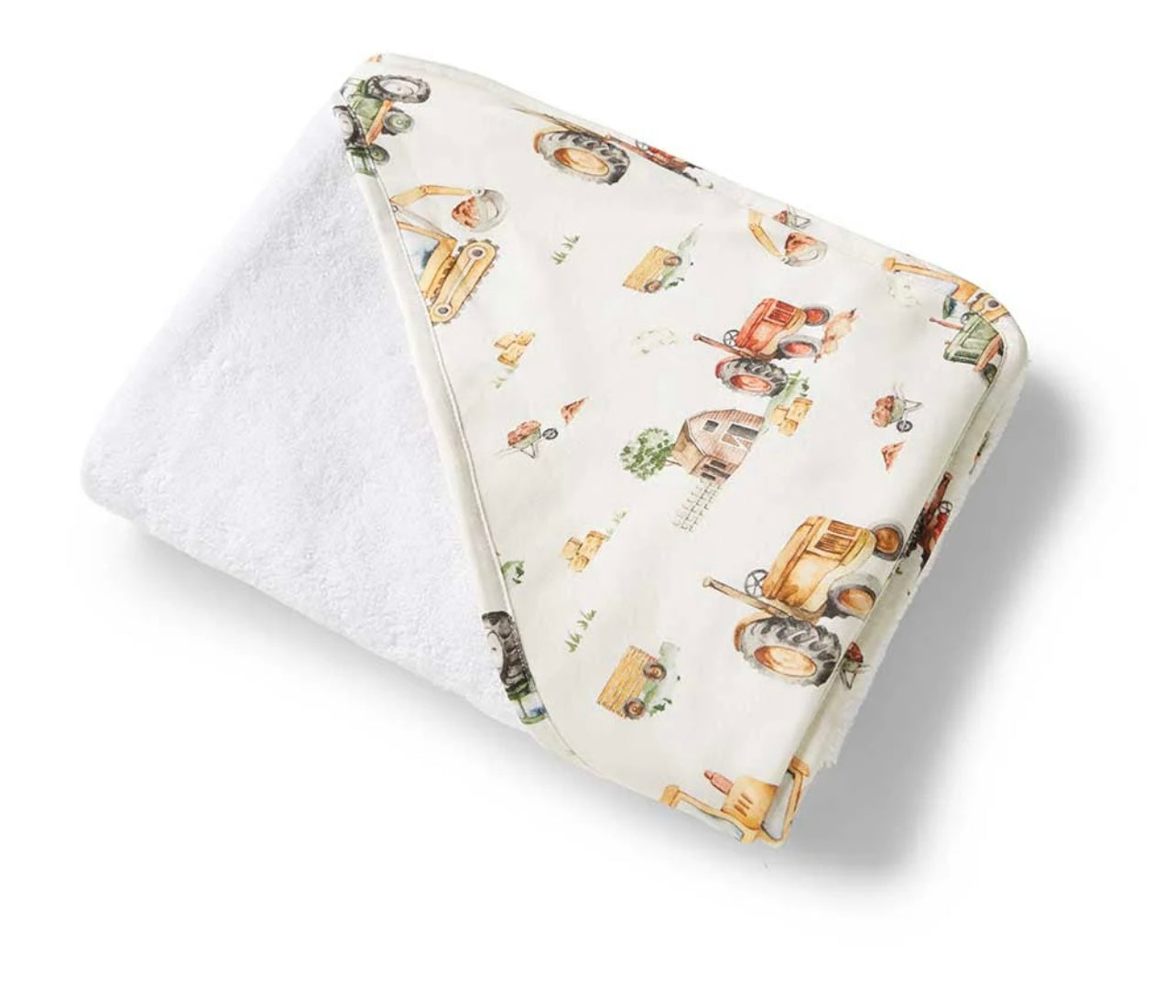 Diggers & Tractors Organic Hooded Baby Towel