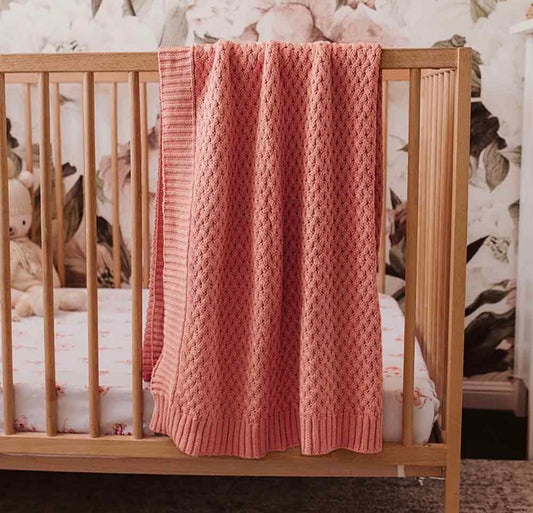 Rosa Diamond Knit Organic Baby Blanket