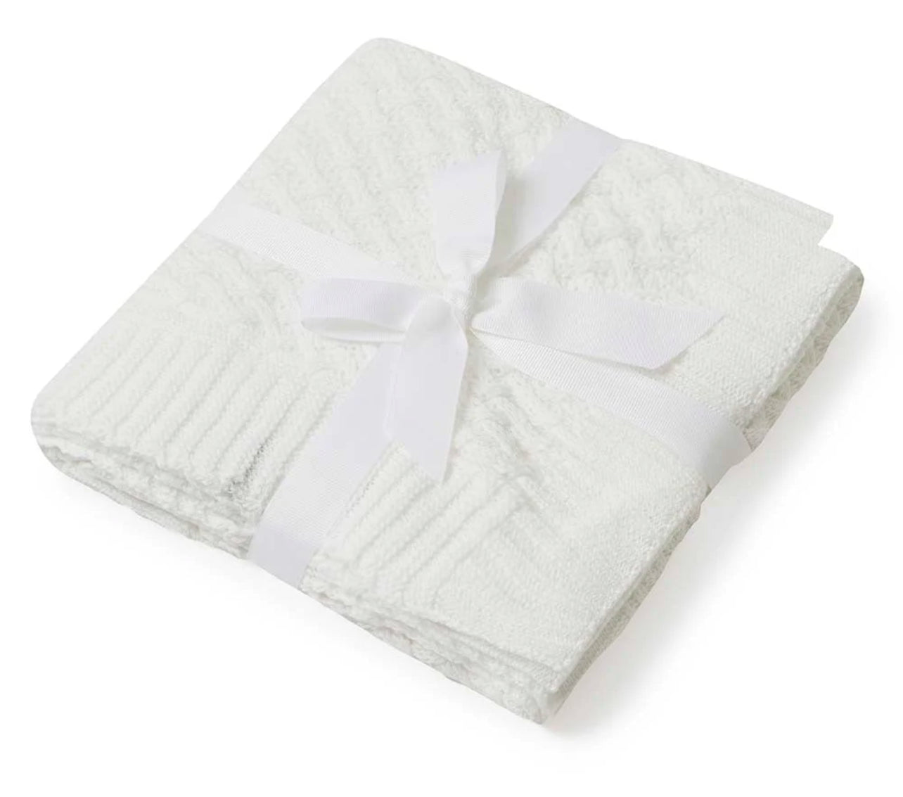 White Diamond Knit Organic Baby Blanket