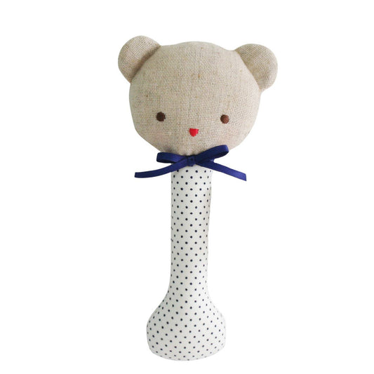 Baby Bear Stick Rattle Navy Spot