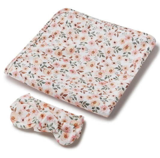 Spring Floral Organic Jersey Wrap & Topknot Set