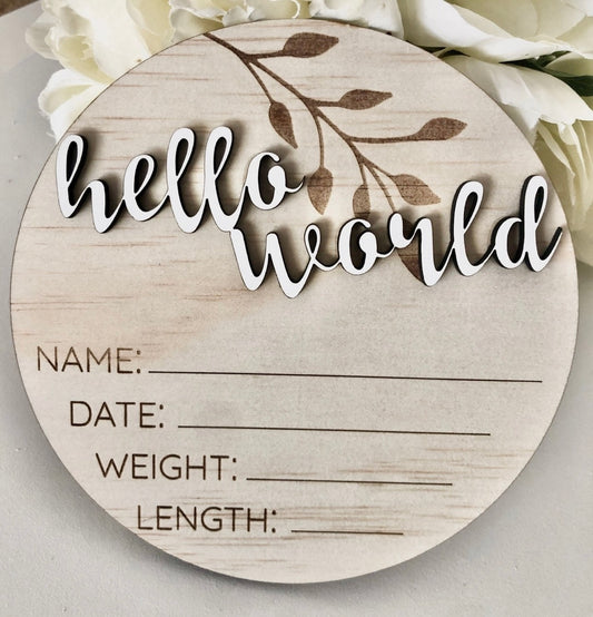 Classic Birth Announcement Disc - White