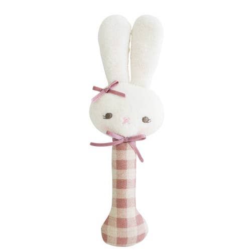 Bunny Stick Rose Linen Check