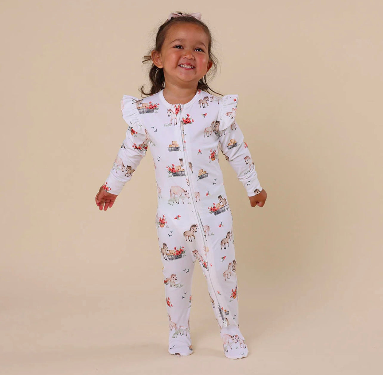 Pony Pals Organic Snuggle Sleepsuit Zip Footie with Frill