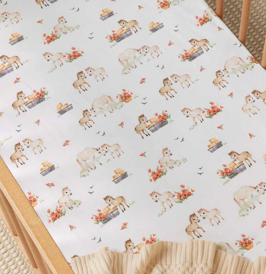 Pony Pals Organic Fitted Cot Sheet