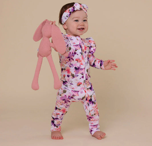 Blushing Beauty Organic Snugglesuit Convertible Romper with Frill