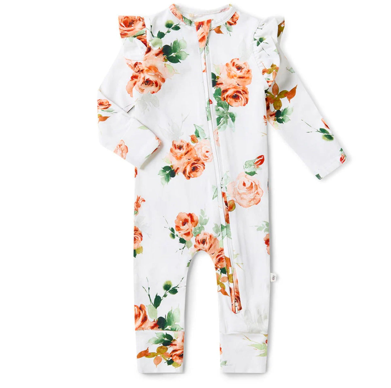 Rosebud Organic Snugglesuit Convertible Romper with Frill