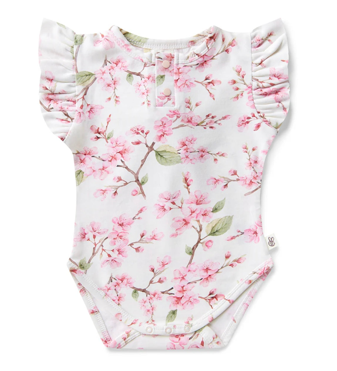 Cherry Blossom Short Sleeve Bodysuit With Frill