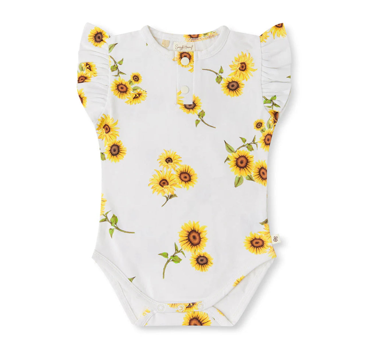 Sunflower Short Sleeve Organic Bodysuit with Frill