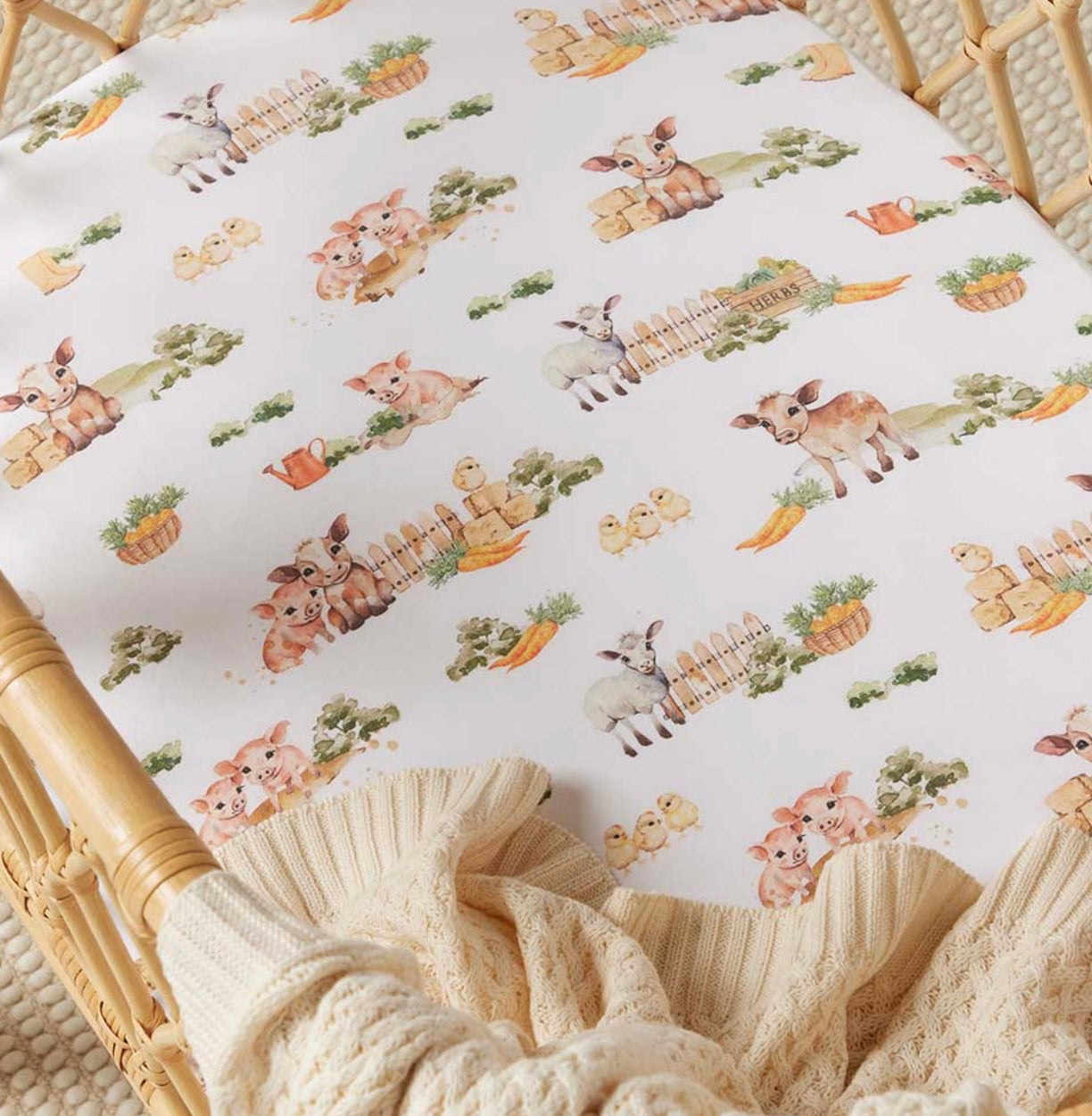 Farm Organic Fitted Bassinet Sheet | Change Pad Cover