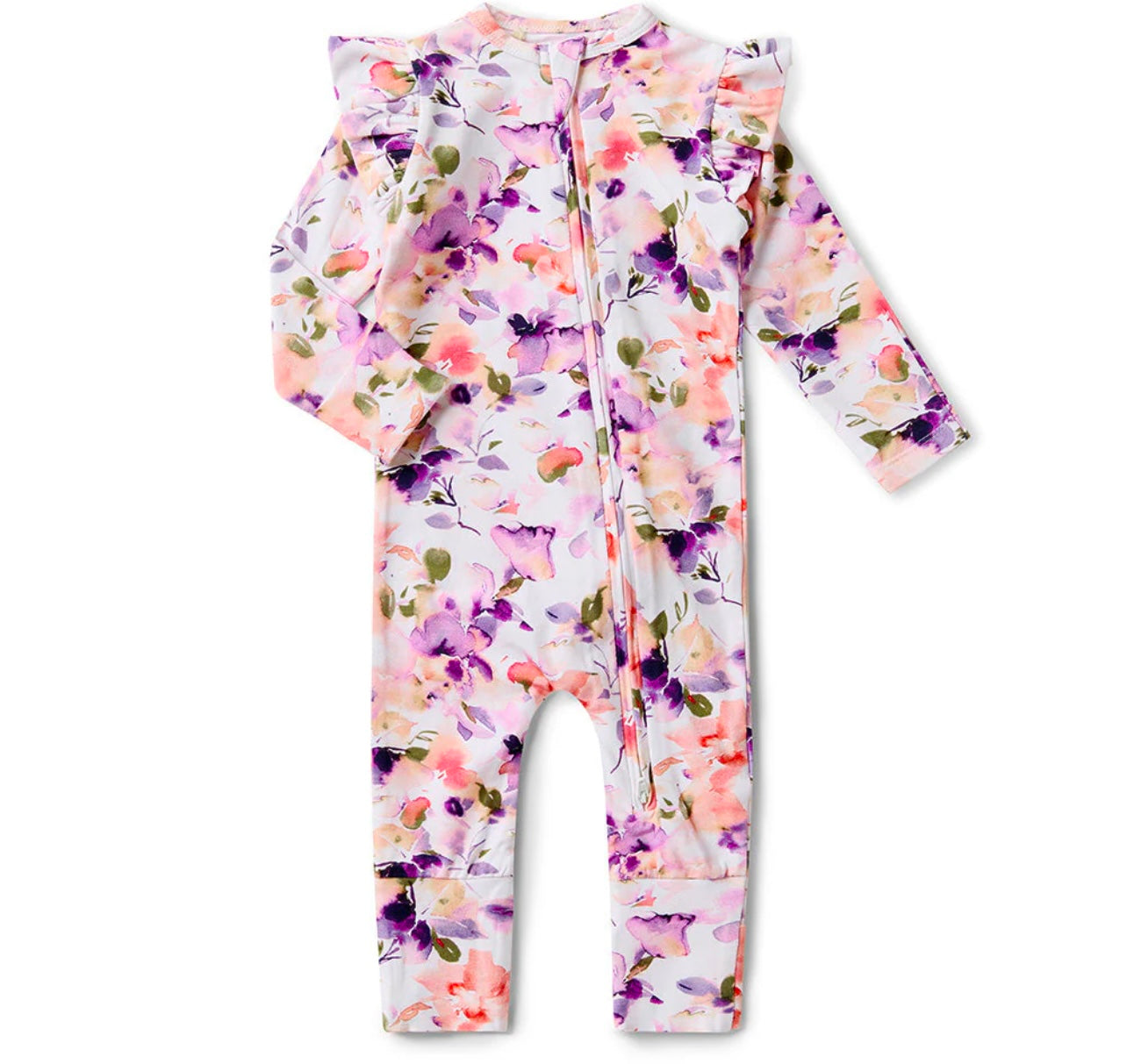 Blushing Beauty Organic Snugglesuit Convertible Romper with Frill