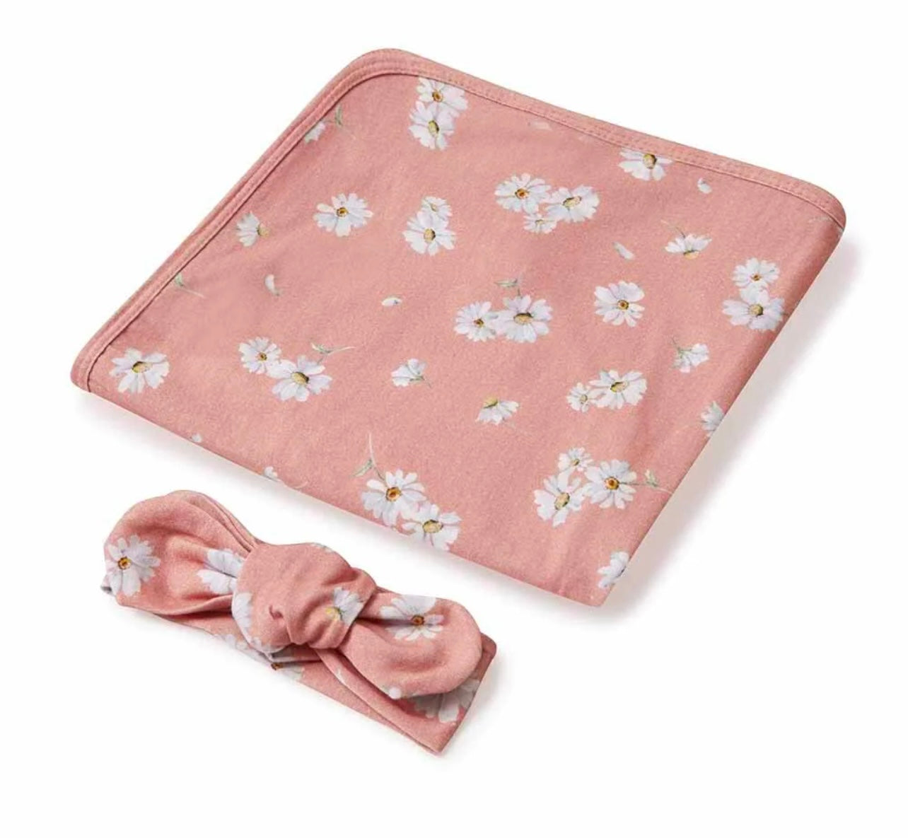 Daisy Baby Jersey Wrap & Topknot Set