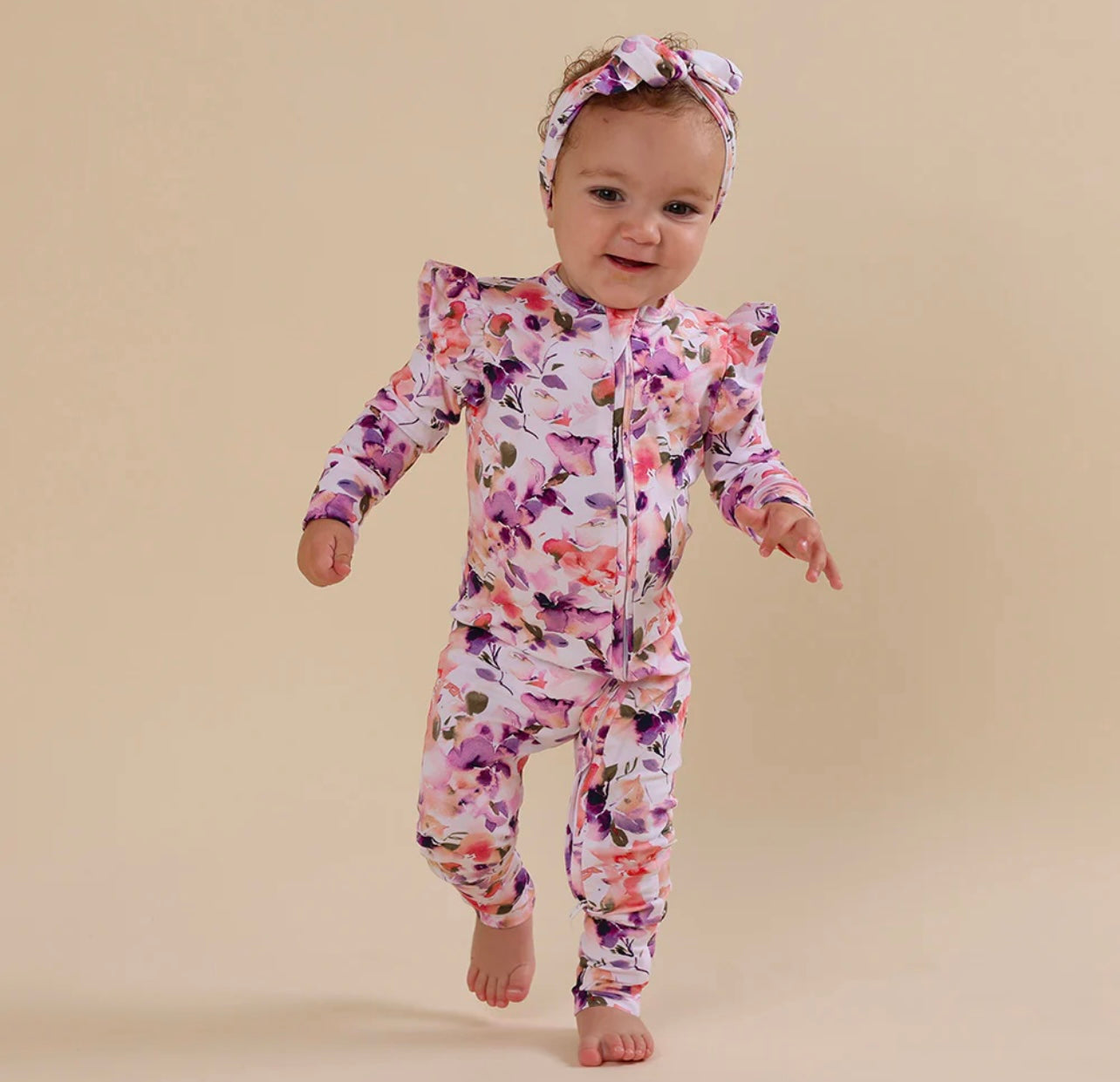 Blushing Beauty Organic Snugglesuit Convertible Romper with Frill