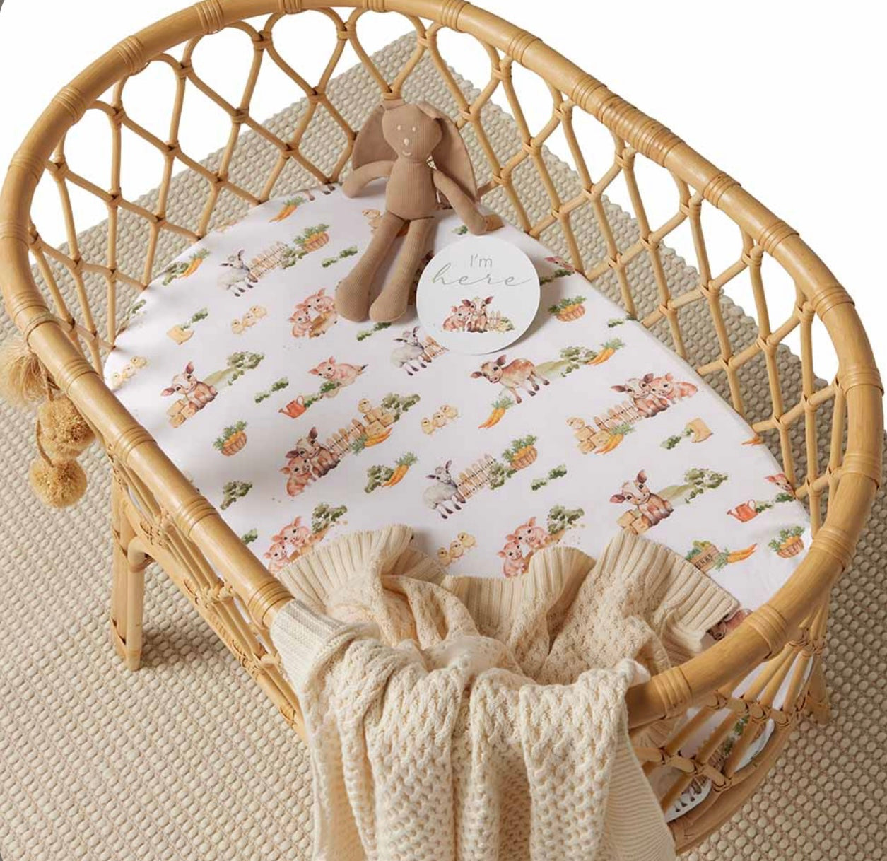 Farm Organic Fitted Bassinet Sheet | Change Pad Cover