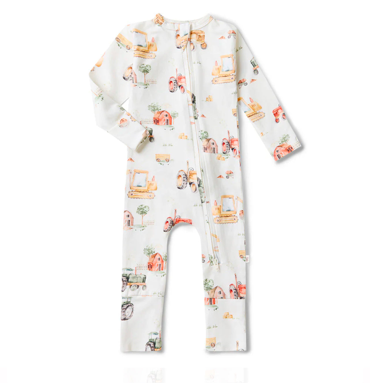 Diggers & Tractors Organic Snugglesuit Convertible Romper