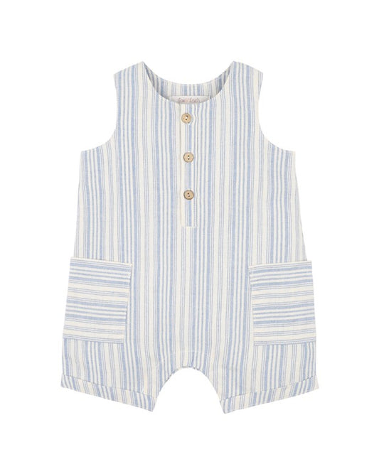 Puffin Stripe Romper - Blue