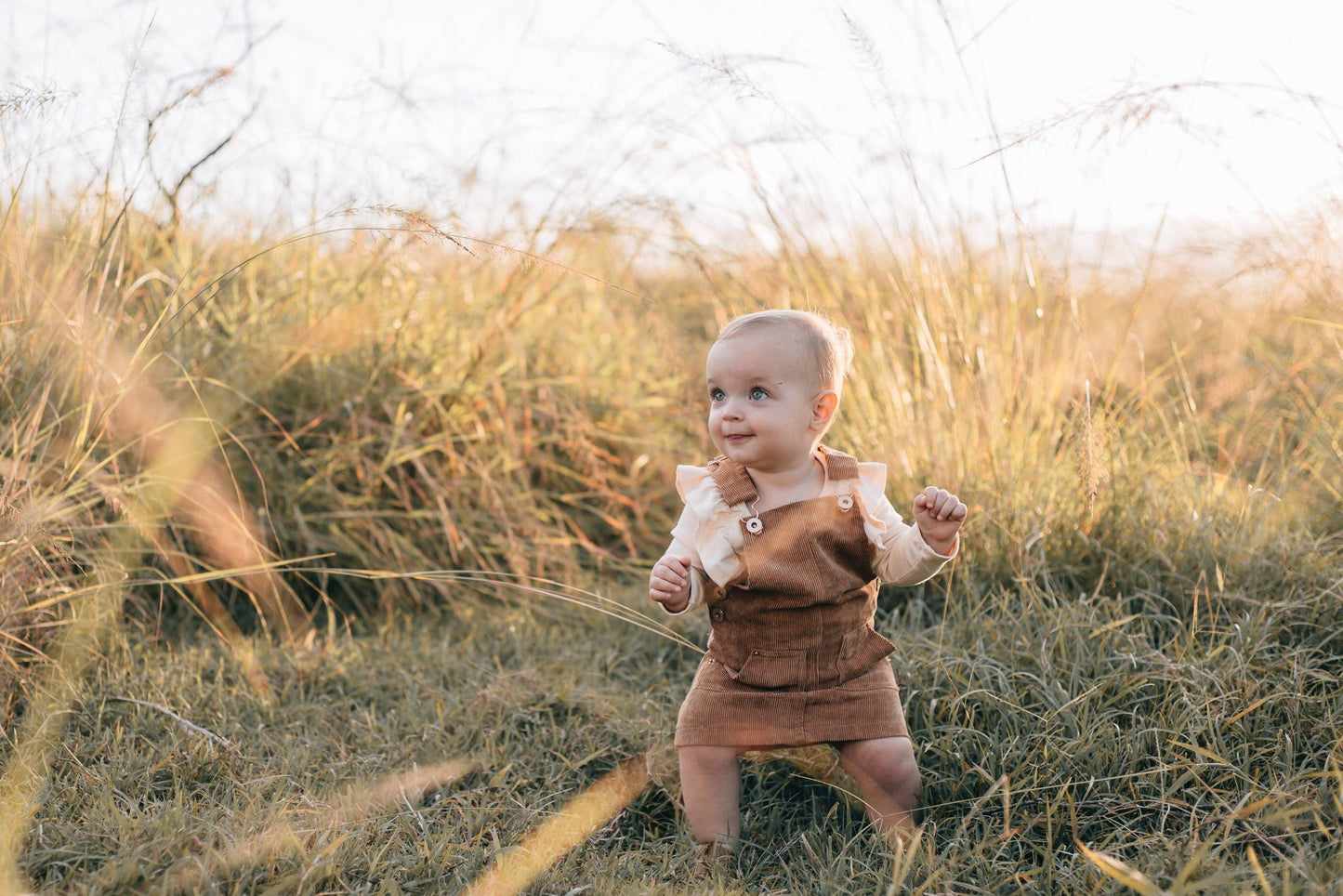 Hazel Cord Pinafore Dress - TAN