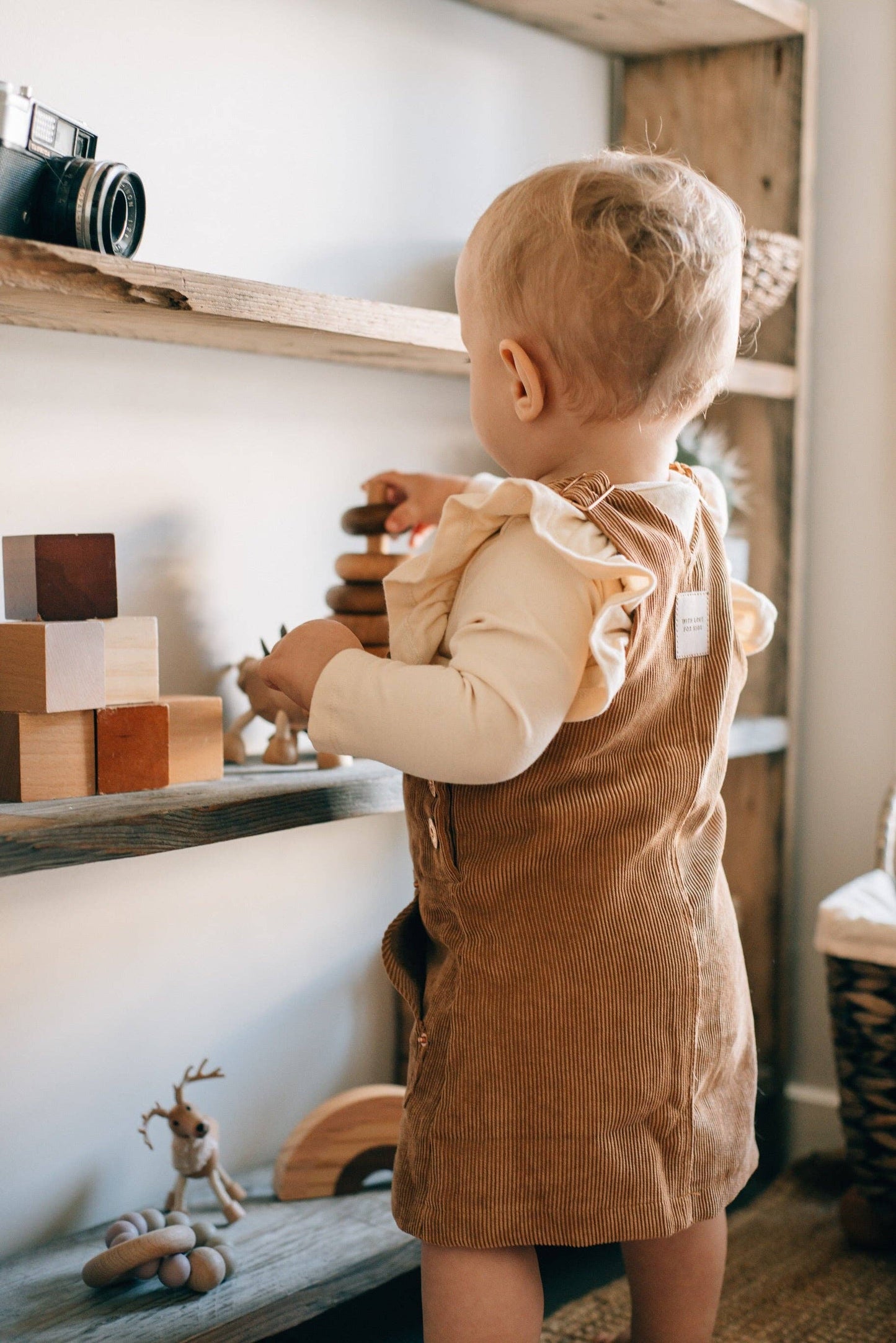 Hazel Cord Pinafore Dress - TAN