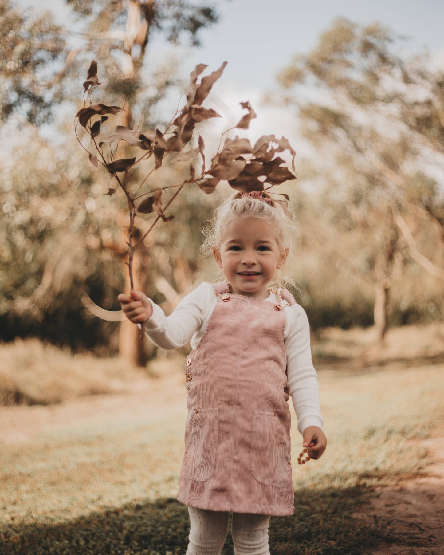 Hazel Cord Pinafore Dress - BLUSH