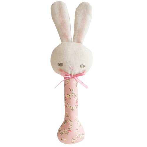 Bunny Stick Rattle Posy Heart