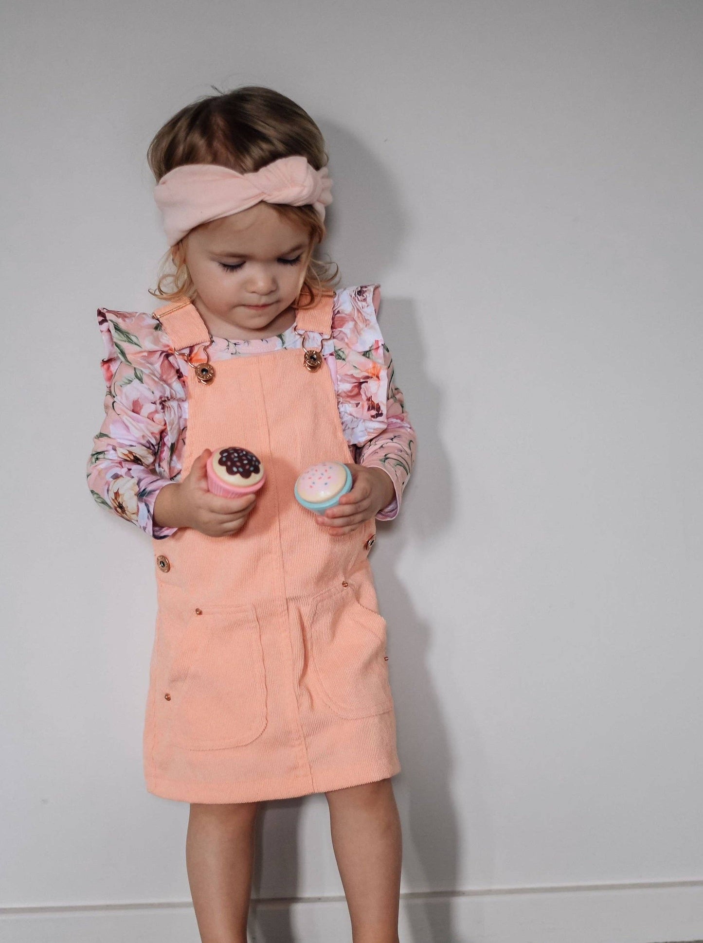 Hazel Cord Pinafore Dress - PEACH