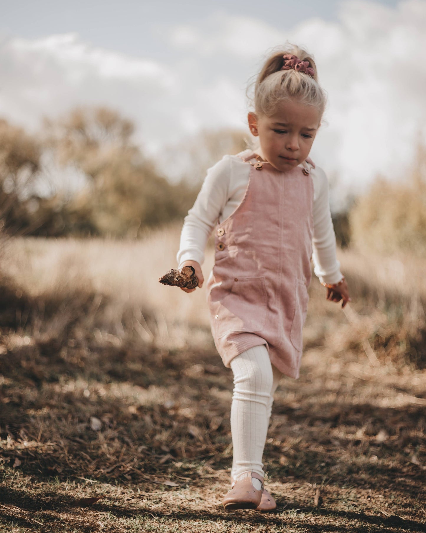 Hazel Cord Pinafore Dress - BLUSH