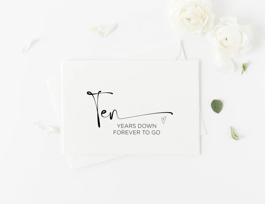 Ten Anniversary Card for Boyfriend, Husband, Wife